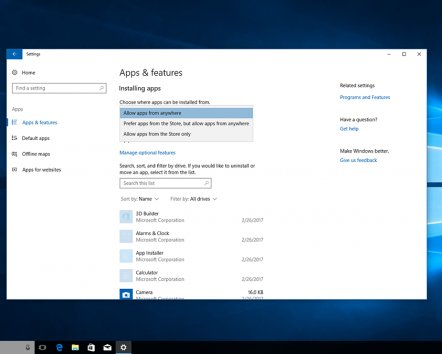 В следующем обновлении Windows 10 могут заблокировать установку приложений из сторонних источников